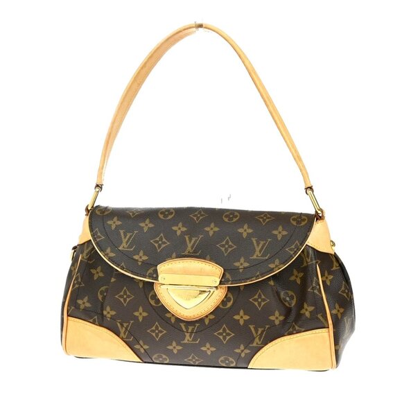 LOUIS VUITTON Logo Beverly MM Shoulder Bag Monogram Leather Brown - Picture 1 of 14